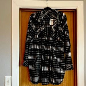 Torrid black/white plaid shacket size 3